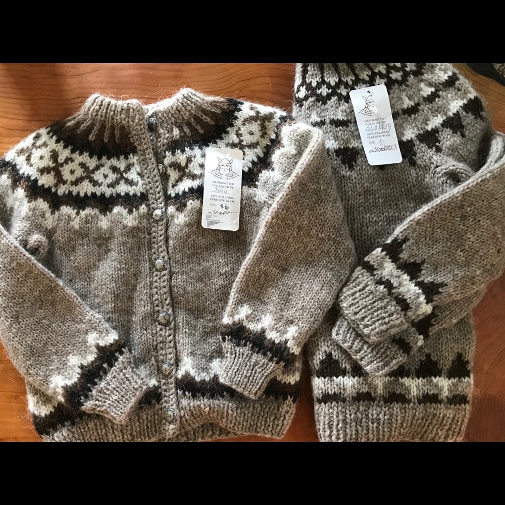 Sibling Set of Hand-Knit Icelandic Wool Sweaters